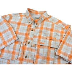 LL Bean Shirt Men Large Plaid Button Up Fishing Hiking Breathable‎ Camp Vented